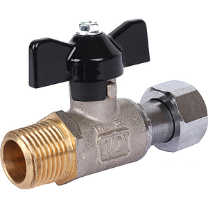 Кран шаровой с накидной гайкой, НР/накидная гайка, ручка бабочка 3/4'x3/4'