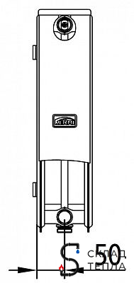 Радиатор стальной KERMI FTV 22 - высота 900 мм, длина 2300 мм с нижним подключением. Вид 15.