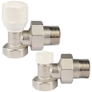 Комплект подключения радиатора ручной STOUT угловой 3/4' (2 клапана)