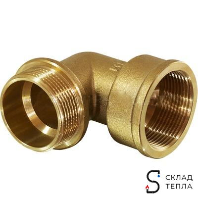 Отвод 90° латунный резьбовой переходной TIM (НР/ВР) - 1" х 1/2". Вид 1.