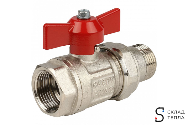 Кран шаровой полнопроходной ITAP IDEAL 098 - 3/4" (ВР/НГ, PN40, Tmax 150°С, ручка-бабочка красная). Вид 3.