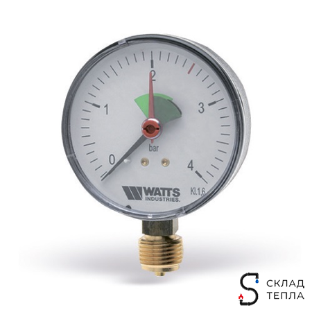 Манометр радиальный WATTS F+R200 (MRP) - 1/2" (D-80 мм, шкала 0-6 бар). Вид 1.