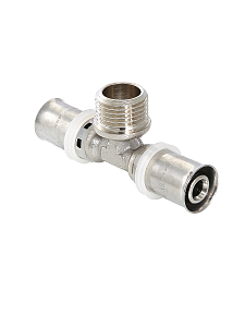 Пресс-тройник с наружной резьбой TIM - 16 x 1/2" (для металлопластиковых труб) 2шт Пресс-тройник с наружной резьбой TIM - 16 x 1/2' (для металлопластиковых труб) 2шт