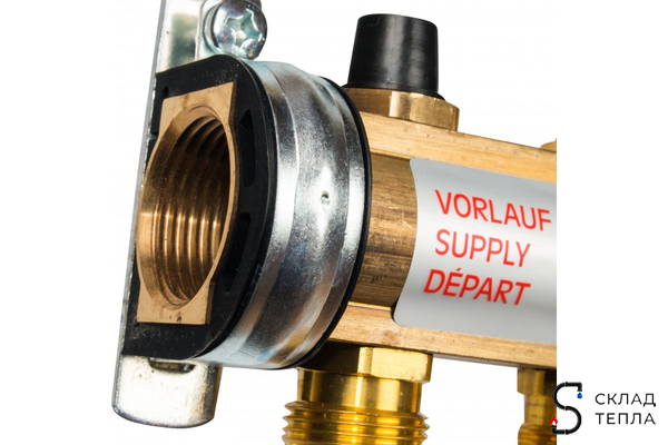 Коллекторная группа WATTS HKV - 1"ВР/ВР на 7 контуров 3/4"EK (с вентилями, латунь). Вид 3.