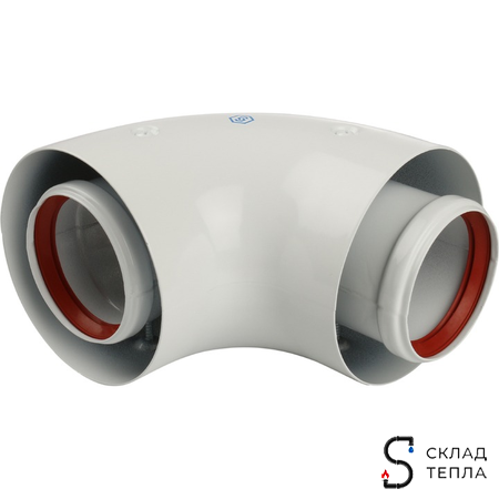 Адаптер для котла угловой для коаксиального дымохода STOUT D60/100 мм (для Baxi, Viessmann). Вид 2.