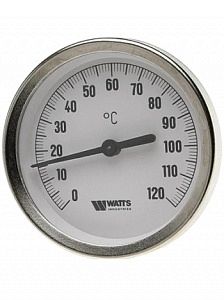 Термометр аксиальный WATTS F+R801 OR - 1/2' (D-80 мм, шкала 0-120°C, гильза 50 мм)