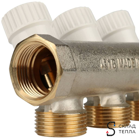 Коллектор регулирующий STOUT- 3/4" (НР/ВР) на 3 контура 3/4" (EK). Вид 8.