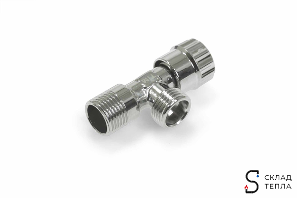 Вентиль угловой TIM - 1/2" x 1/2" (НР/НР, с отражателем, хромированный, 2шт). Вид 6.