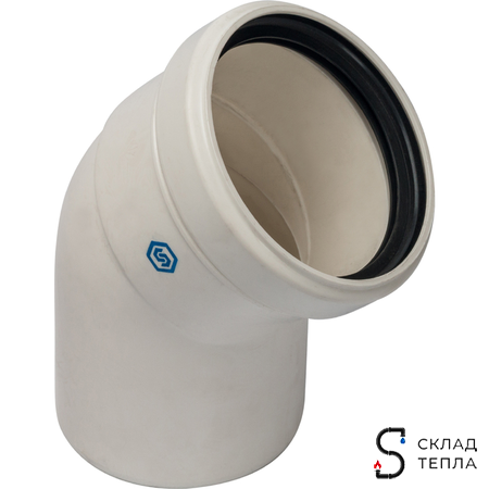 STOUT Элемент дымохода конденсац. угол 45° DN80 м/п PP-FE. Вид 3.