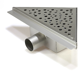 Трап угловой из нержавеющей стали TIM с горизонтальным выпуском 20х20см (гидро+сухой затвор)