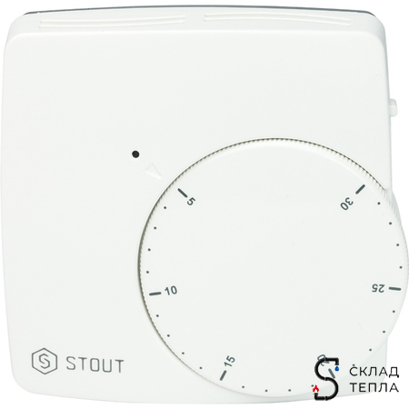 Комнатный проводной термостат STOUT WFHT-DUAL (с датчиком "в пол" L-3 м). Вид 1.
