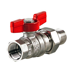 Кран шаровой полнопроходной Giacomini R859 - 1/2' (ВР/НГ, PN35, Tmax 185°С, ручка-бабочка красная)