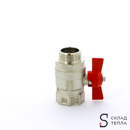 Кран шаровой полнопроходной ITAP IDEAL 093 - 1/2" (НР/ВР, PN50, Tmax 150°С, ручка-бабочка красная). Вид 3.