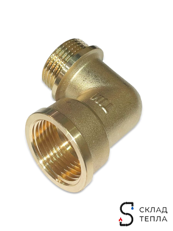 Отвод 90° латунный резьбовой равнопроходный TIM (НР/ВР) - 1" (1шт). Вид 3.
