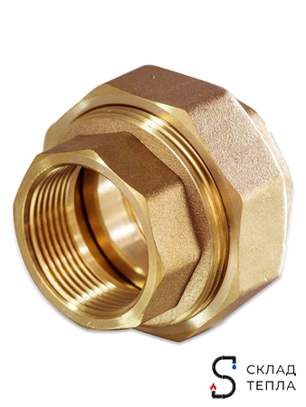 Соединение быстроразъемное (американка) латунное TIM - 1 1/2" (ВР/ВР, 1шт). Вид 2.