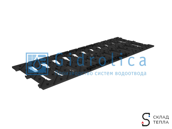 Решетка щелевая чугунная для лотка DN150 Gidrolica 500х186 мм. Вид 1.