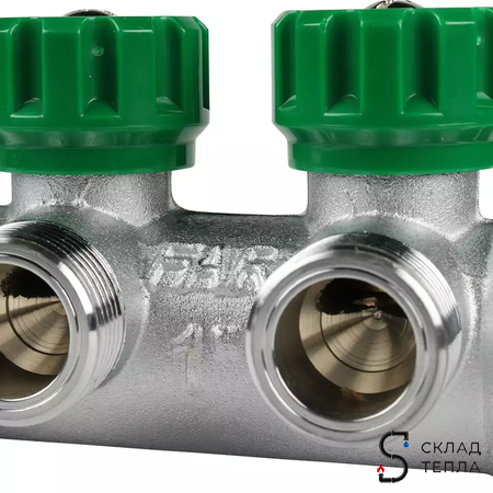 Коллектор FAR MULTIFAR 3822 - 1"(НР/ВР) на 3 контура 3/4"(плоское упл.). Вид 7.