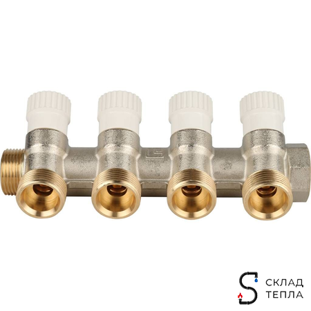 Коллектор регулирующий STOUT- 3/4" (НР/ВР) на 4 контура 3/4" (EK). Вид 3.