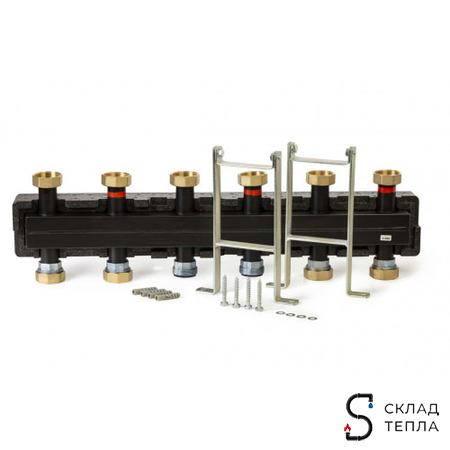 Коллектор котельной разводки Meibe Поколение 8  - 1"1/2  на 5 контуров 1"1/2 (до 85 кВт, черн.сталь). Вид 6.