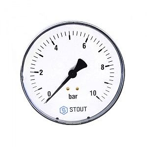 Манометр аксиальный STOUT - 1/4' (D63 мм, шкала 0-10 бар)