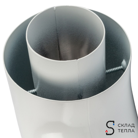 Отвод 90° для коаксиального дымохода STOUT D60/100 мм (с уплотнением и хомутом). Вид 7.