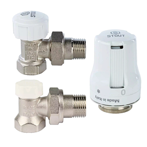 Комплект подключения радиатора STOUT угловой 1/2' (PN10, Tmax - 120°С)