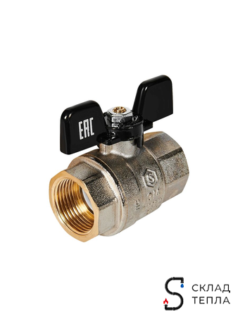 Кран шаровой полнопроходной STOUT - 3/4" (ВР/ВР, PN40, Tmax 150°С, ручка-бабочка черная). Вид 2.