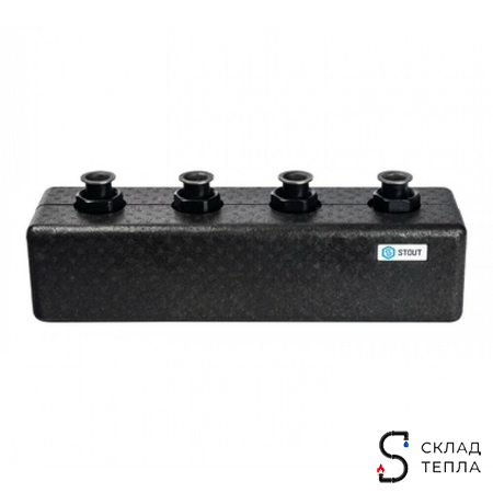 Коллектор котельной разводки STOUT - Ду25 на 2(3) контура (в теплоизоляции). Вид 1.