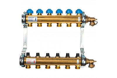 Коллекторная группа WATTS HKV - 1'ВР/ВР на 6 контуров 3/4'EK (с вентилями, латунь)
