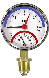 Термо-Манометр TIM Y-80 радиальный (D-80 мм, 0-6 бар)