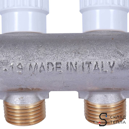Коллектор регулирующий STOUT- 3/4" (НР/ВР) на 4 контура 1/2"(плоское уплотнение). Вид 10.