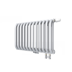 Радиатор 2 трубчатый Rommer Ventil 300 - 12 секций (нижнее подключение, цвет белый RAL9016)