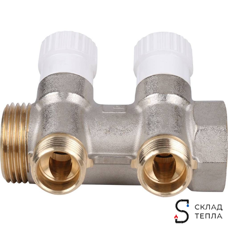 Коллектор регулирующий STOUT- 1" (НР/ВР) на 2 контура 1/2" (EK). Вид 4.
