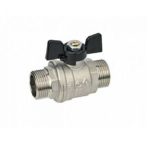 Кран шаровой полнопроходной Bugatti Oregon 327 - 1/2' (НР/НР, PN64, ручка-бабочка черная)
