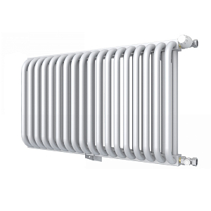 Радиатор 2 трубчатый Rommer 300 - 19 секций (боковое подключение, цвет белый RAL9016)