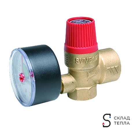Клапан предохранительный WATTS SVM - 1/2" х 3/4" (ВР/ВР, Рн 3 бар, с манометром). Вид 1.