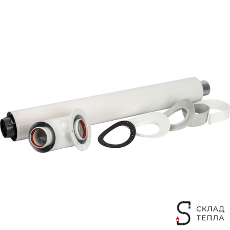 Комплект прохода через стену для коаксиального дымохода STOUT D60/100 (для котлов Bosch, Buderus). Вид 1.