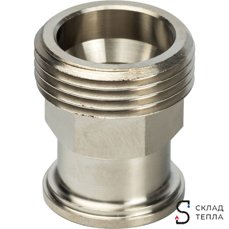 Соединение разъемное STOUT - 3/4" (с плоским уплотнением и обратным клапаном, никелированное). Вид 3.
