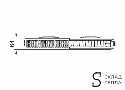 Радиатор стальной KERMI FKO 12 - высота 400 мм, длина 700 мм с боковым подключением. Вид 21.