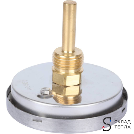 Термометр аксиальный РОСМА - 1/2" (D80 мм, шкала 0-120°C, с погружной гильзой 46 мм). Вид 4.