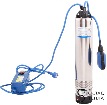Насос колодезный Aquario ASP3-35-100WA - 1,0 кВт (однофазный, Hmax 50 м, Qmax 90 л/мин, кабель 20 м). Вид 1.