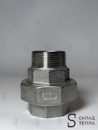 Соединение быстроразъемное (американка) из нерж. стали Benarmo - 1 1/4" (ВР/НР). Вид 6.