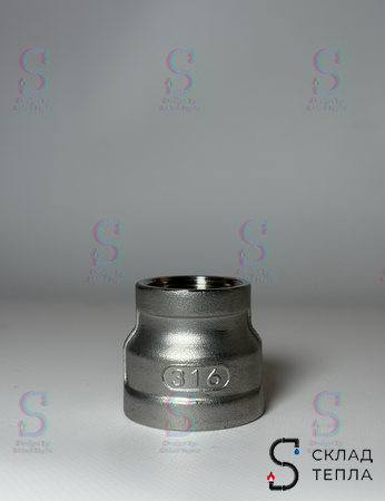 Муфта резьбовая переходная Benarmo - 1 1/4" х 1" (нержавеющая сталь). Вид 5.