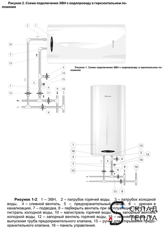 Комплект подключения накопительного водонагревателя 1/2". Вид 5.
