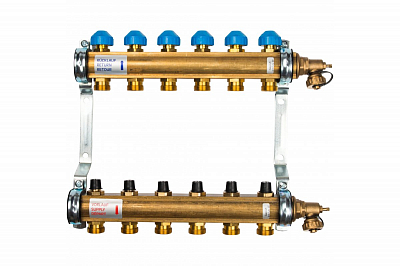 Коллекторная группа WATTS HKV - 1'ВР/ВР на 6 контуров 3/4'EK (с вентилями, латунь)