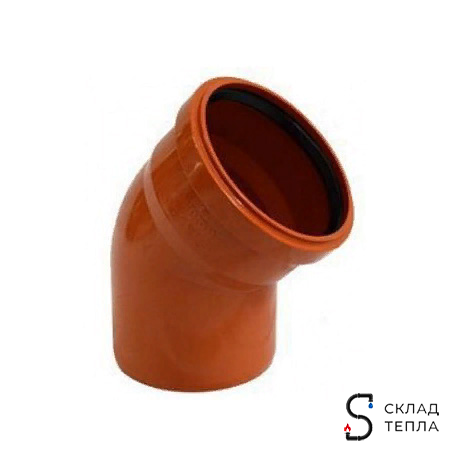 Отвод 45° для наружней канализации Агригазполимер - 160. Вид 1.