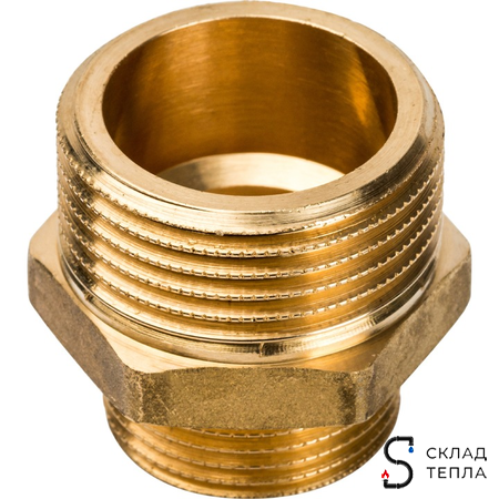 Ниппель латунный резьбовой переходной STOUT - 3/8" x 1/4". Вид 2.
