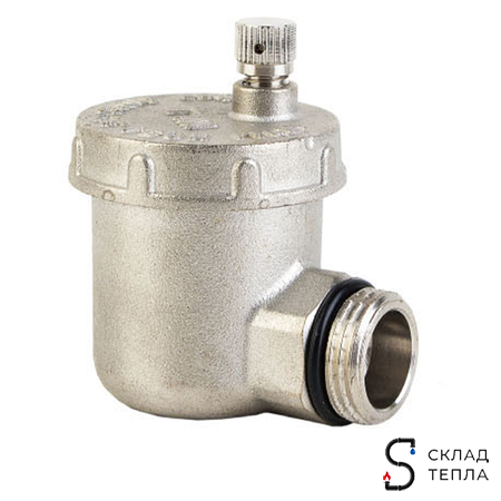 Воздухоотводчик автоматический угловой TIM - 1/2" (НР, воздухоотвод сверху, цвет никелированный). Вид 1.