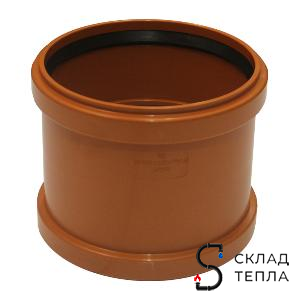 Муфта ремонтная для наружней канализации Агригазполимер  - D160 мм, (цвет рыжый). Вид 1.