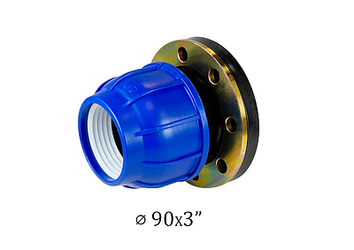 Переход на фланец Valfex - 90х3' - 1шт (197мм, винтовой, для труб ПНД)